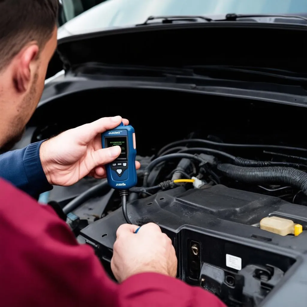 Mechanic using OBD Scanner